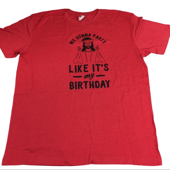 Men’s Red Funny Christmas Jesus Graphic Tee Size XL Ugly Christmas Sweater Party - Picture 2 of 3